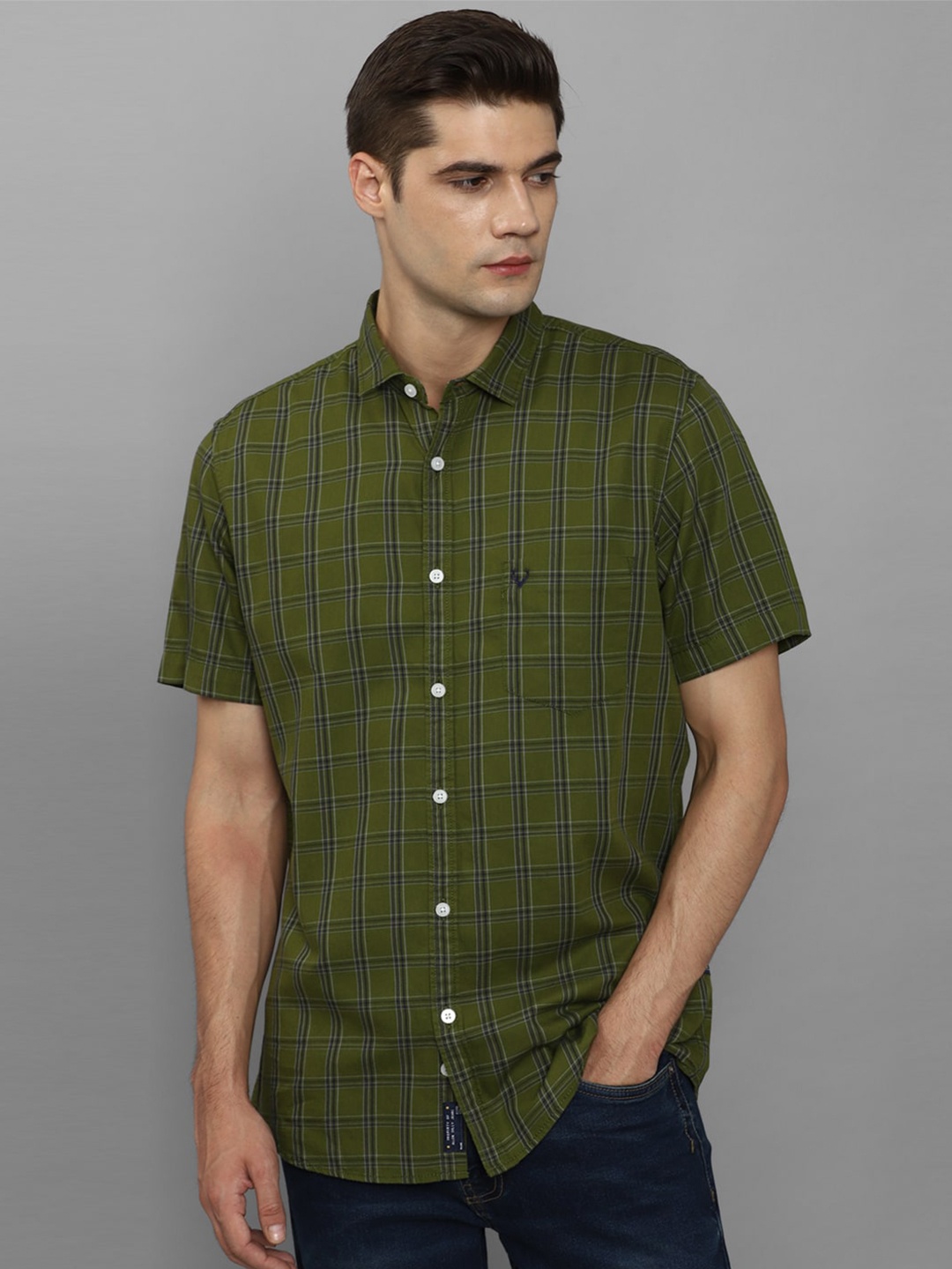 

Allen Solly Tartan Checks Checked Pure Cotton Casual Shirt, Green