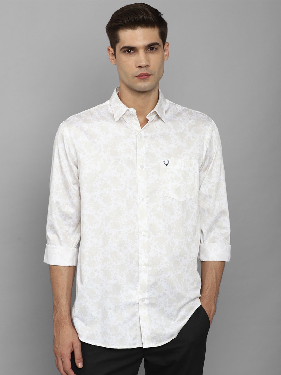 

Allen Solly Floral Printed Spread Collar Pure Cotton Casual Shirt, White