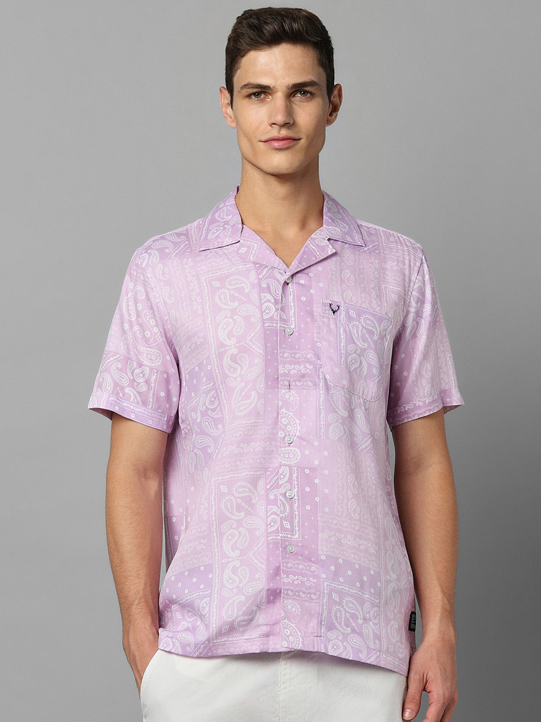 

Allen Solly Ethnic Motifs Printed Pure Cotton Casual Shirt, Purple