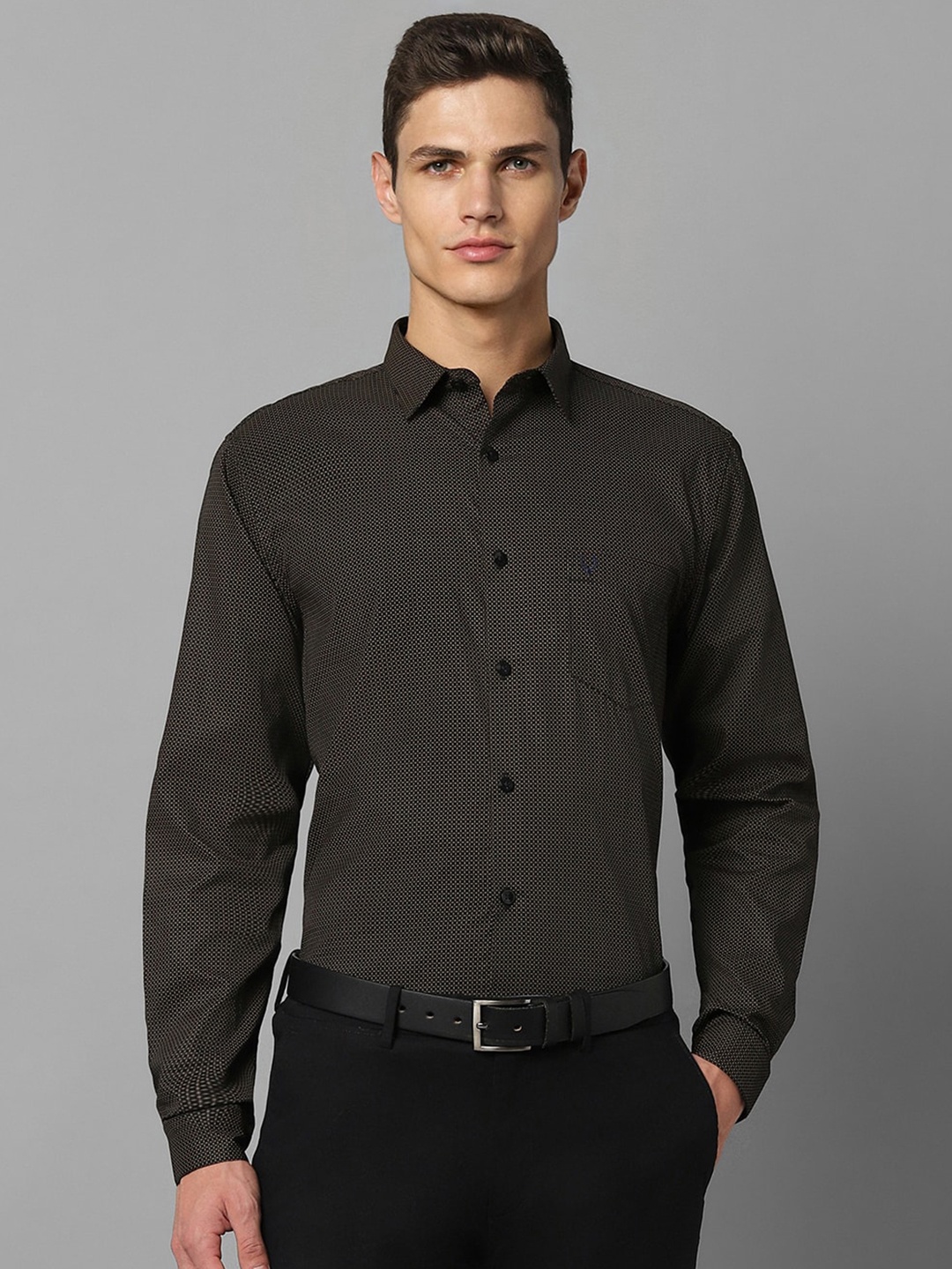 

Allen Solly Spread Collar Micro Ditsy Printed Slim Fit Cotton Formal Shirt, Brown