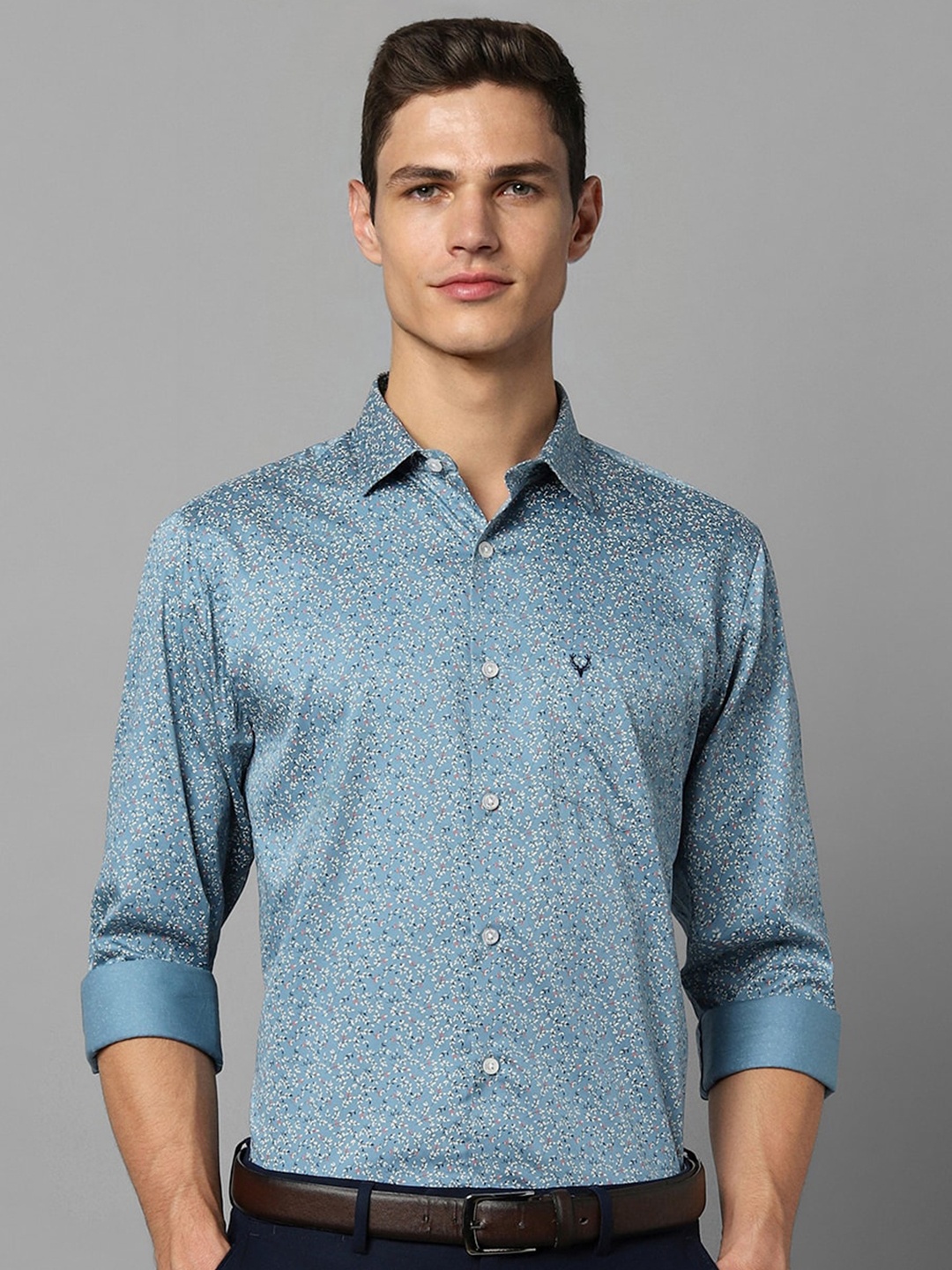 

Allen Solly Slim Fit Floral Printed Pure Cotton Casual Shirt, Blue