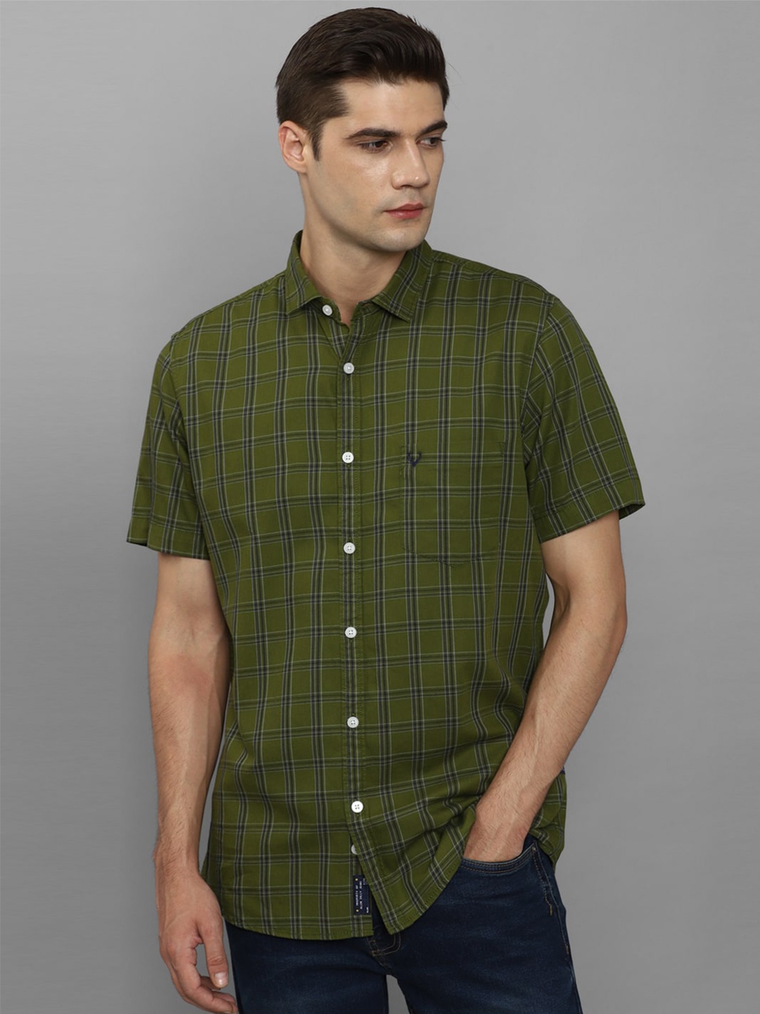 

Allen Solly Tartan Checks Checked Pure Cotton Casual Shirt, Green