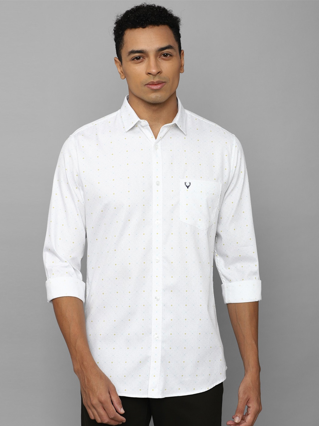 

Allen Solly Micro Ditsy Printed Slim Fit Pure Cotton Casual Shirt, White