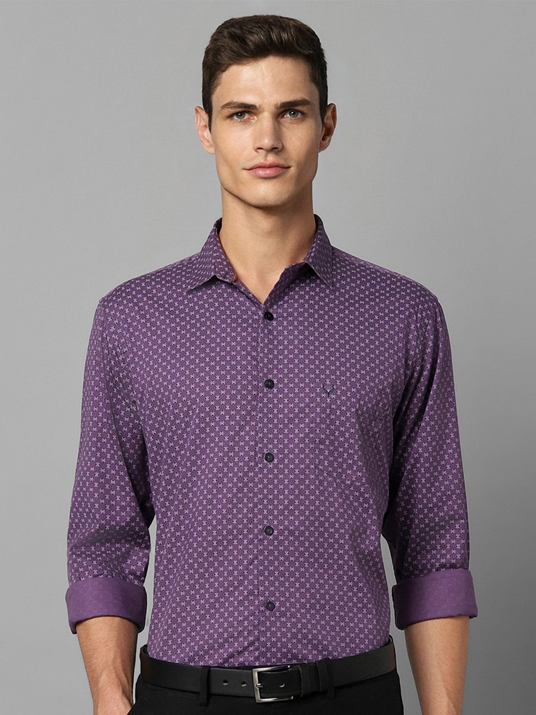 

Allen Solly Micro Ditsy Printed Slim Fit Pure Cotton Formal Shirt, Purple