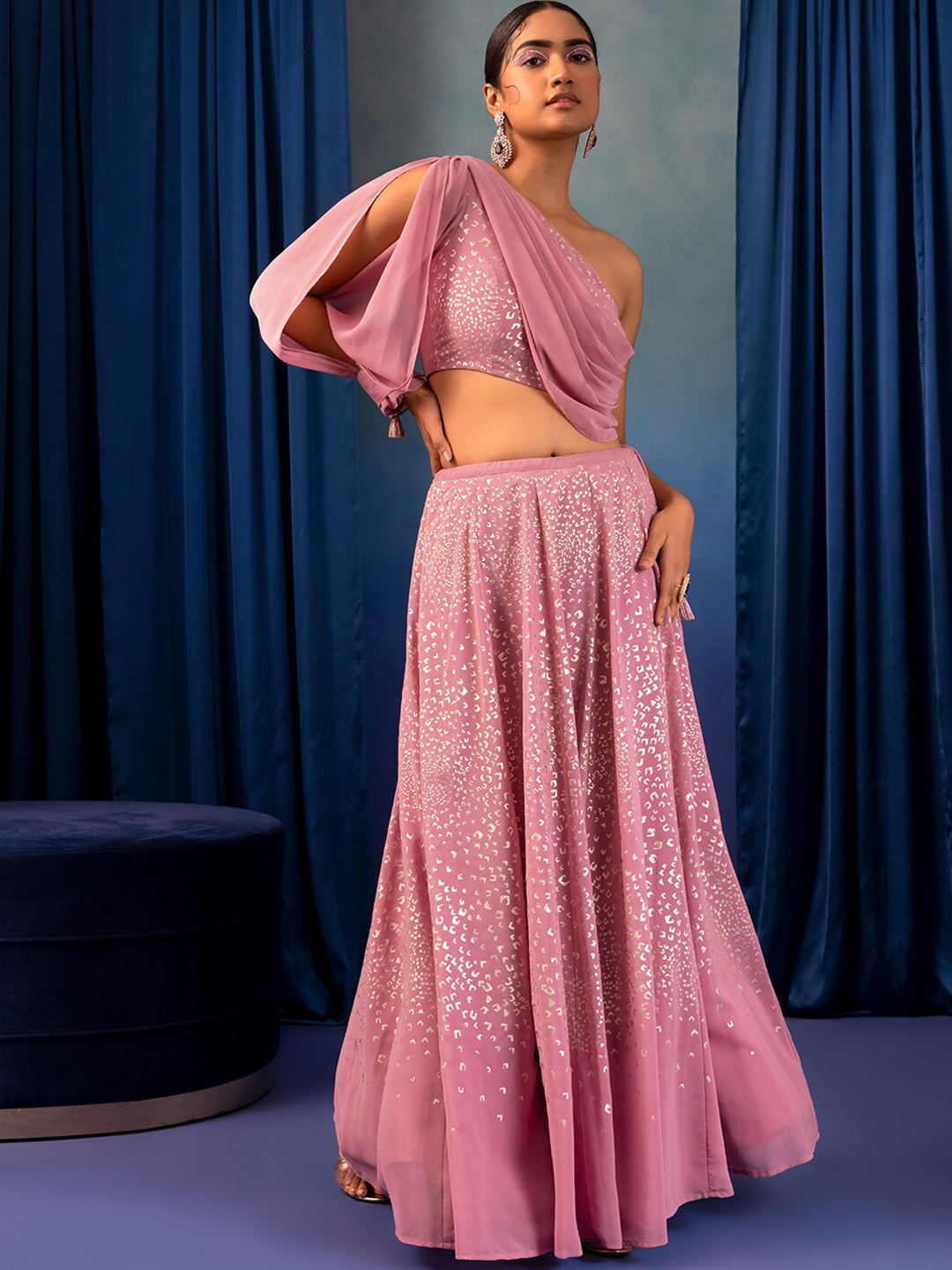 

Indya X Rohit Gandhi and Rahul Khanna Printed Ready to Wear Lehenga & Choli, Pink