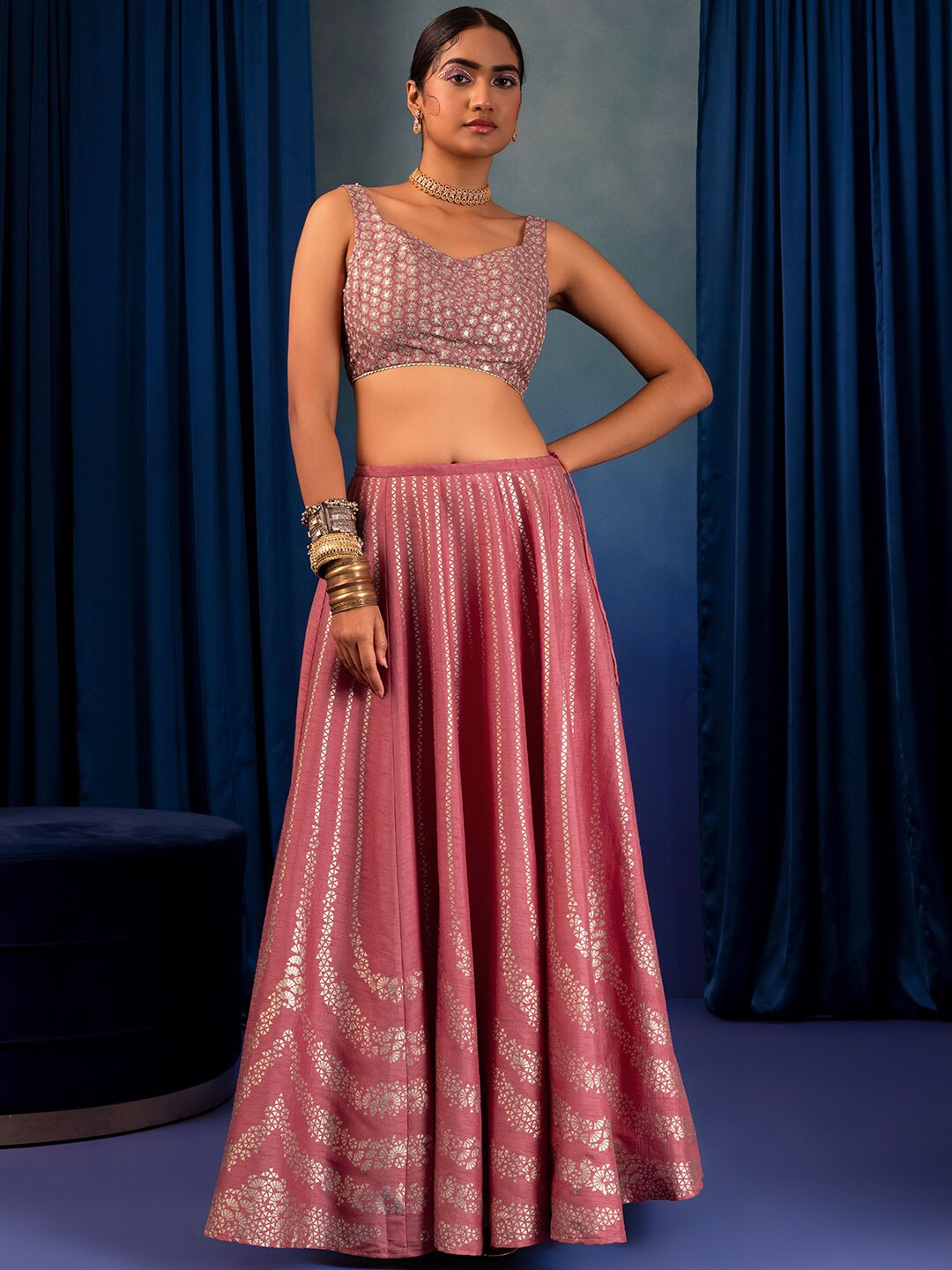 

Rang by Indya X Rohit Gandhi and Rahul Khanna Embroidered Lehenga & Choli With Dupatta, Pink