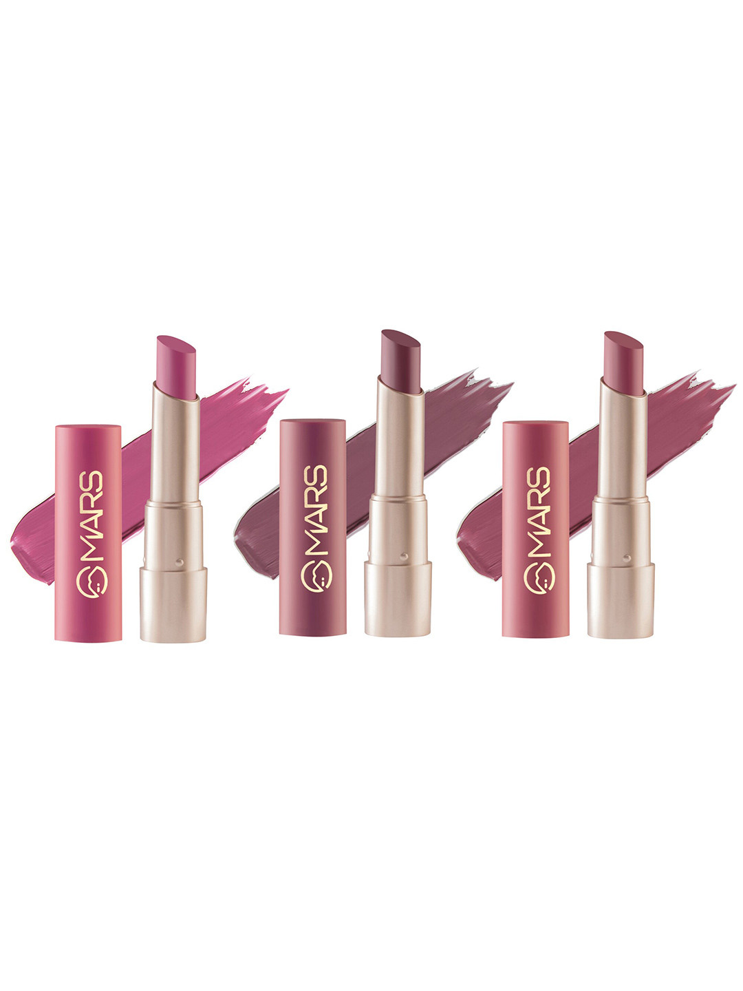 

MARS Set of 3 Creamy Matte Highly Pigmented Bullet Lipstick - 3.2gm Each, Multi