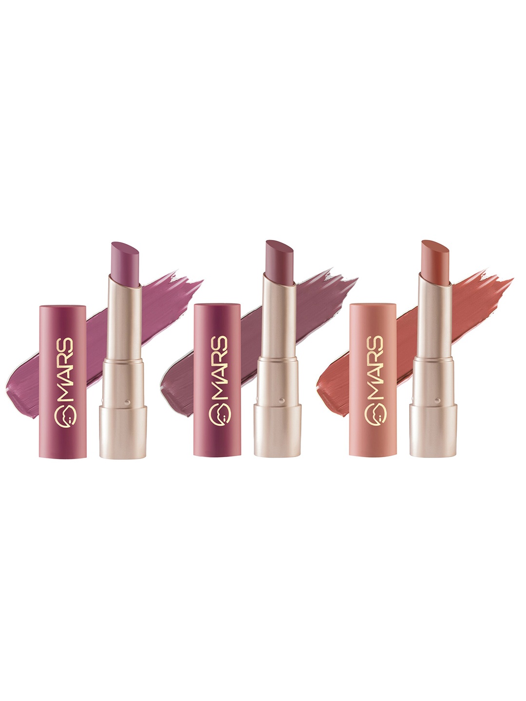 

MARS Set of 3 Creamy Matte Highly Pigmented Bullet Lipstick - 3.2gm Each, Multi