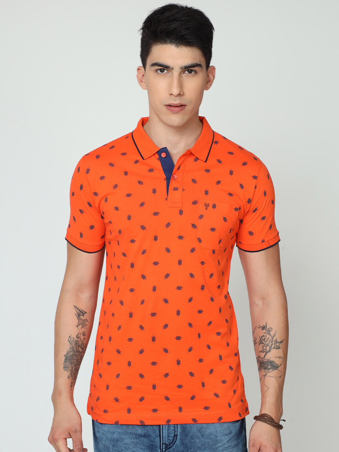 

Classic Polo Printed Polo Collar Slim Fit Cotton T-shirt, Orange