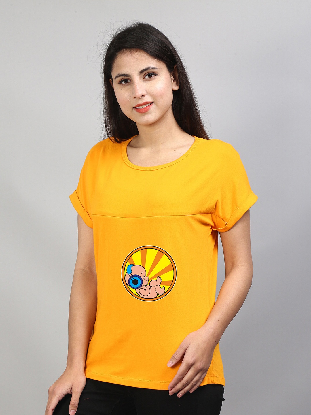 

SillyBoom Graphic Printed Extended Sleeves Feeding T-shirt, Yellow
