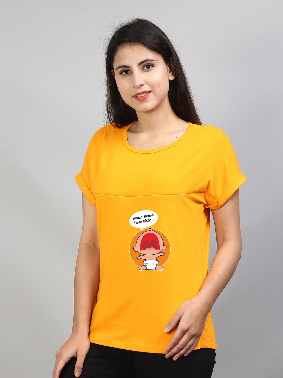 

SillyBoom Graphic Printed Cotton Maternity T-shirt, Yellow