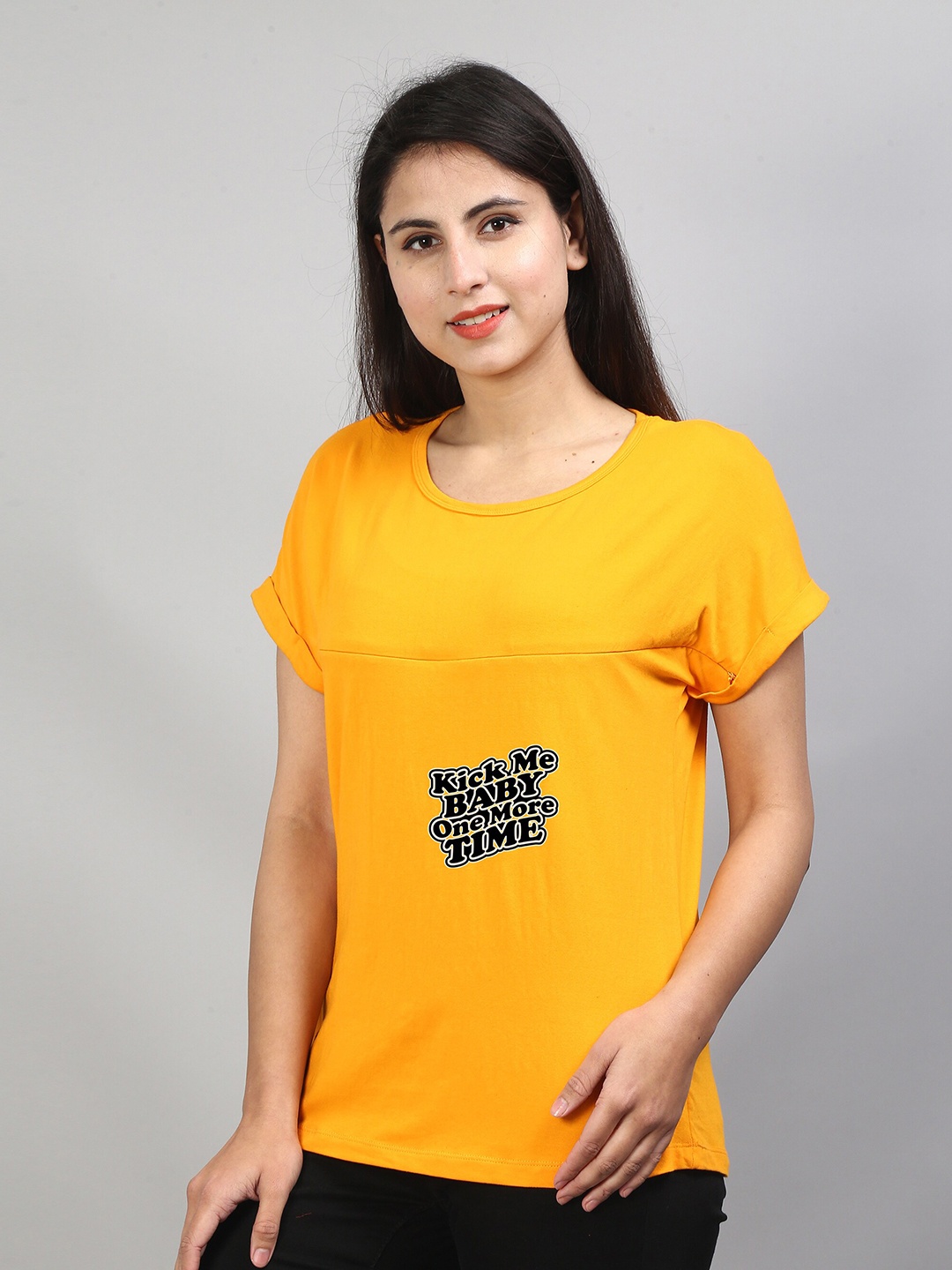

SillyBoom Typography Printed Maternity T-Shirt, Yellow