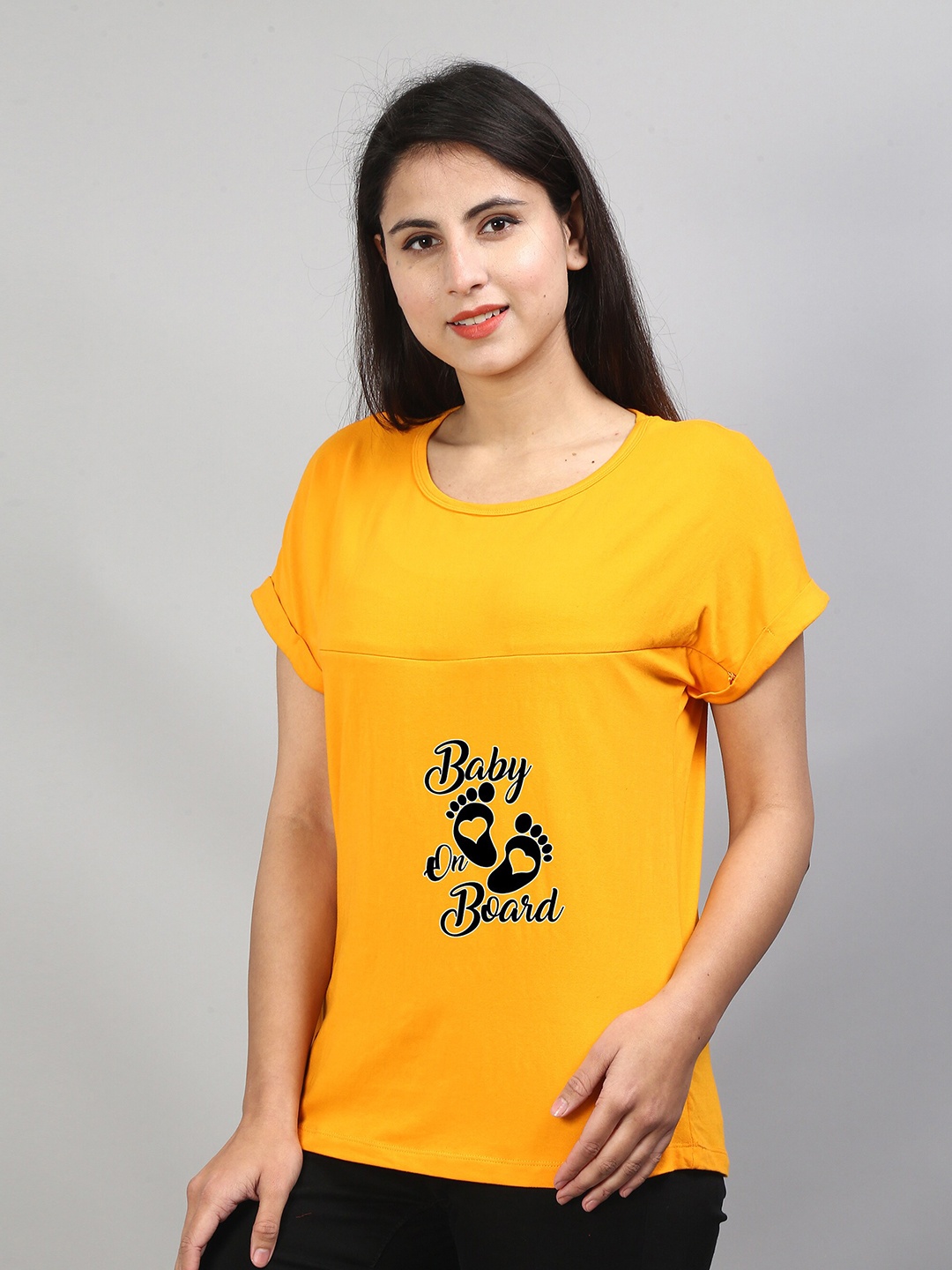 

SillyBoom Graphic Printed Maternity And Feeding T-shirt, Yellow