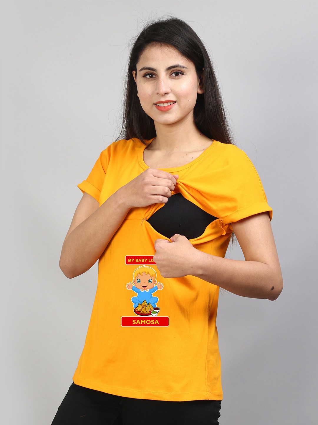 

SillyBoom Graphic Printed Maternity And Feeding T-shirt, Yellow