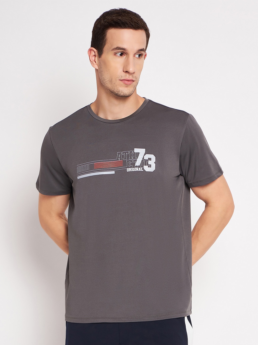 EDRIO Typography Printed Cotton T-shirt, Grey