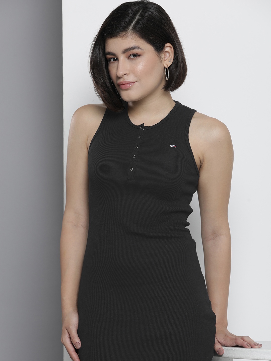 

Tommy Hilfiger Ribbed Bodycon Dress, Black