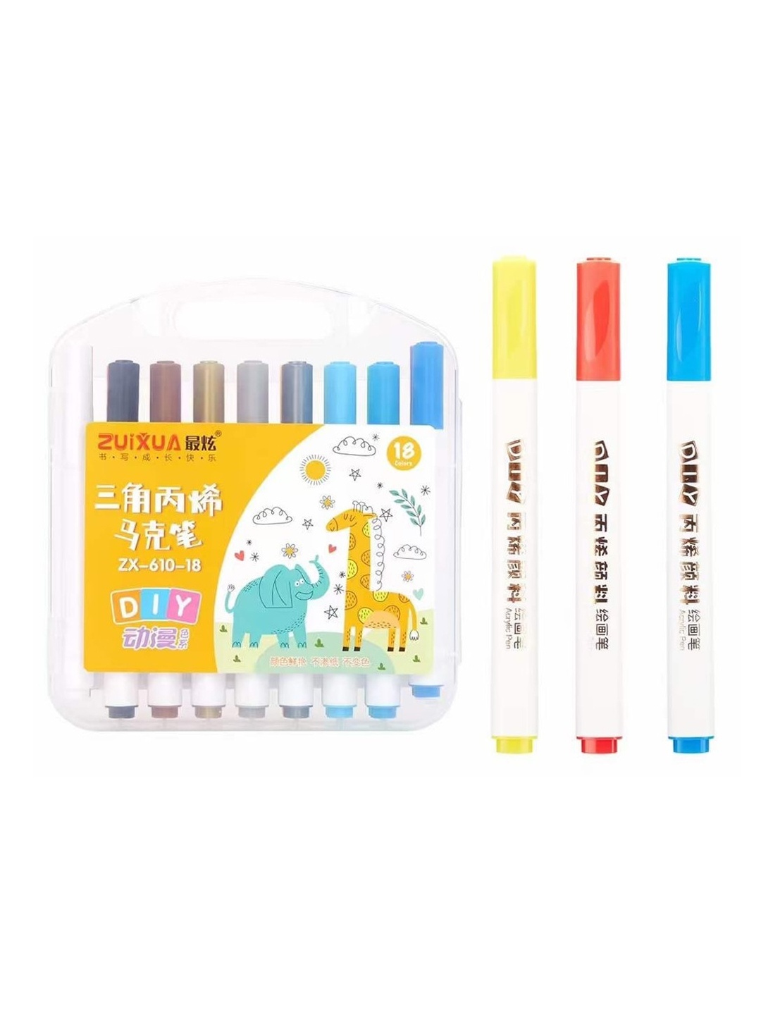 

Alexvyan 18-Pcs Colors Acrylic Paint Marker Pen, White