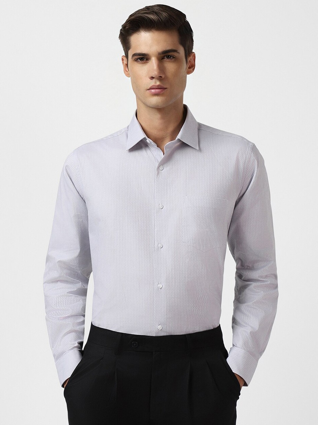 

Van Heusen Self Design Cotton Formal Shirt, Grey