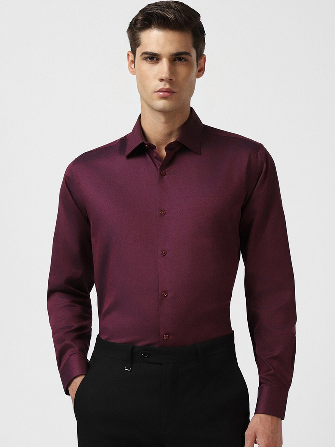 

Van Heusen Self Design Cotton Formal Shirt, Purple