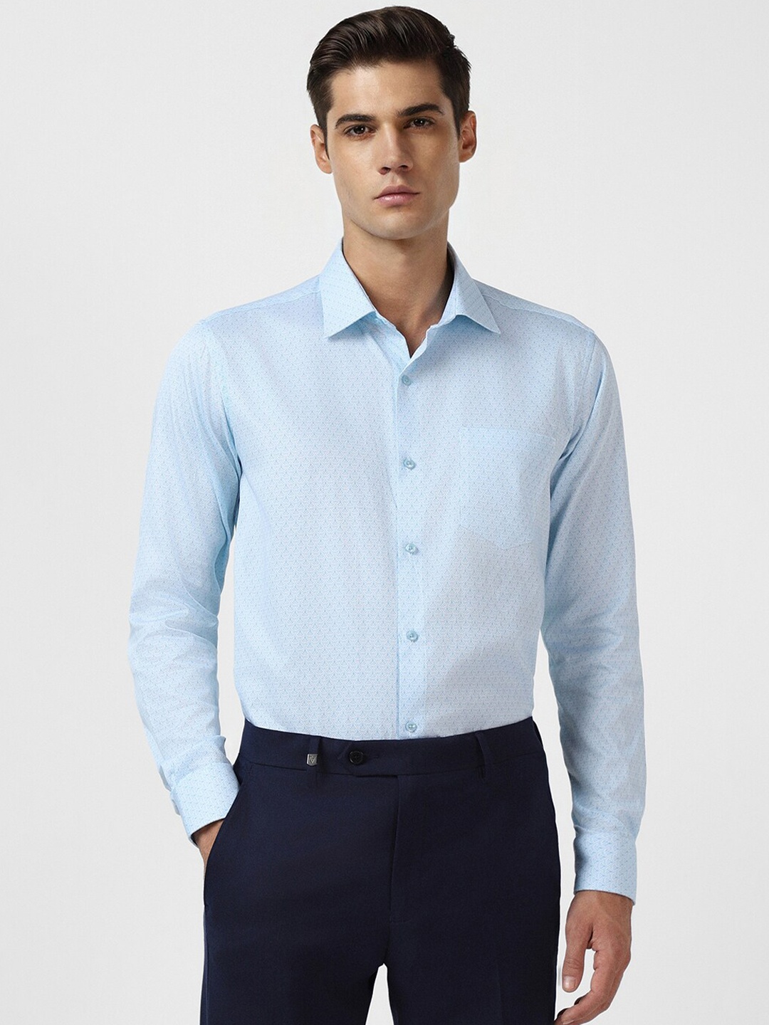 

Van Heusen Micro Ditsy Printed Pure Cotton Formal Shirt, Blue