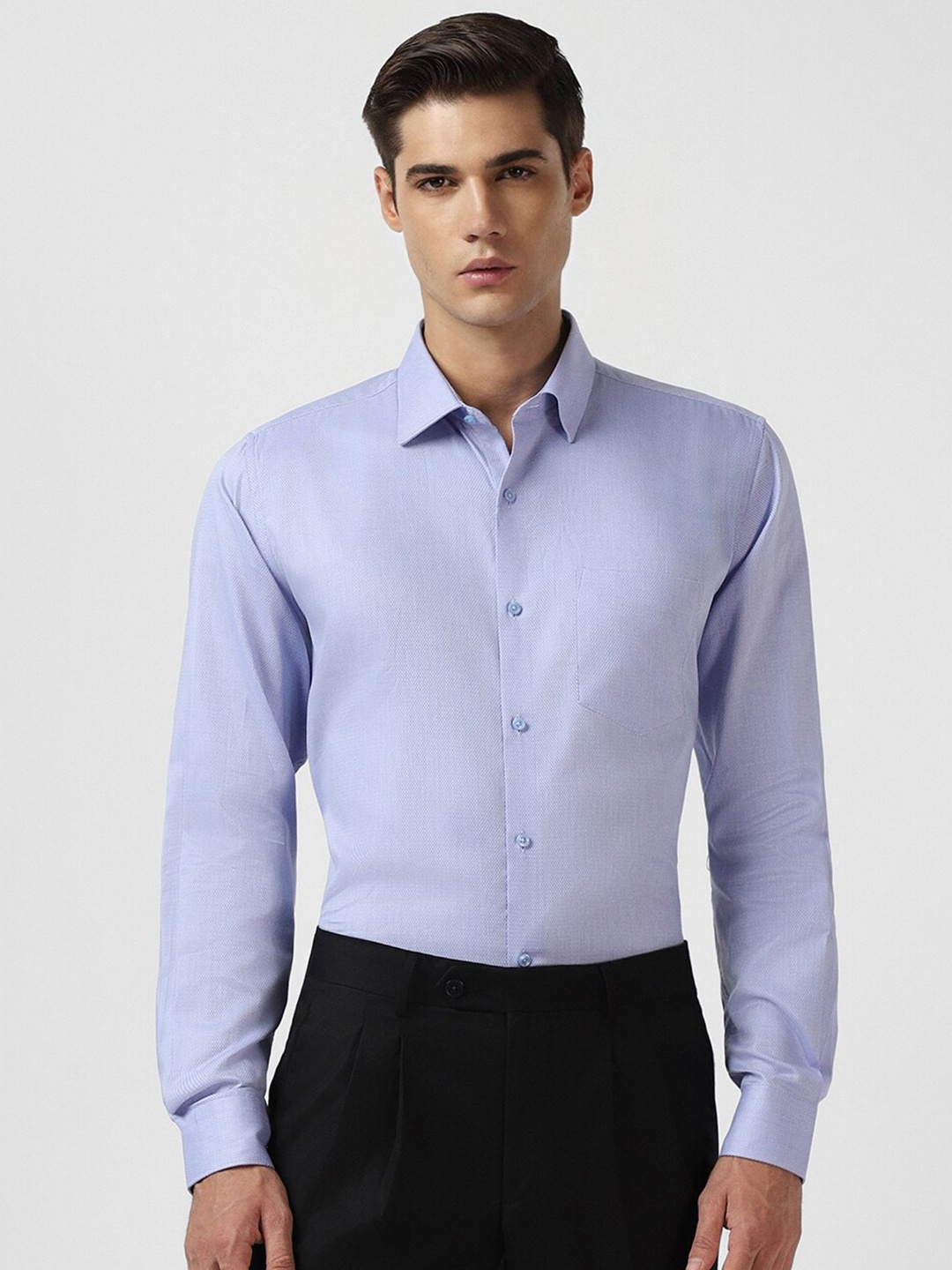 

Van Heusen Textured Pure Cotton Formal Shirt, Blue