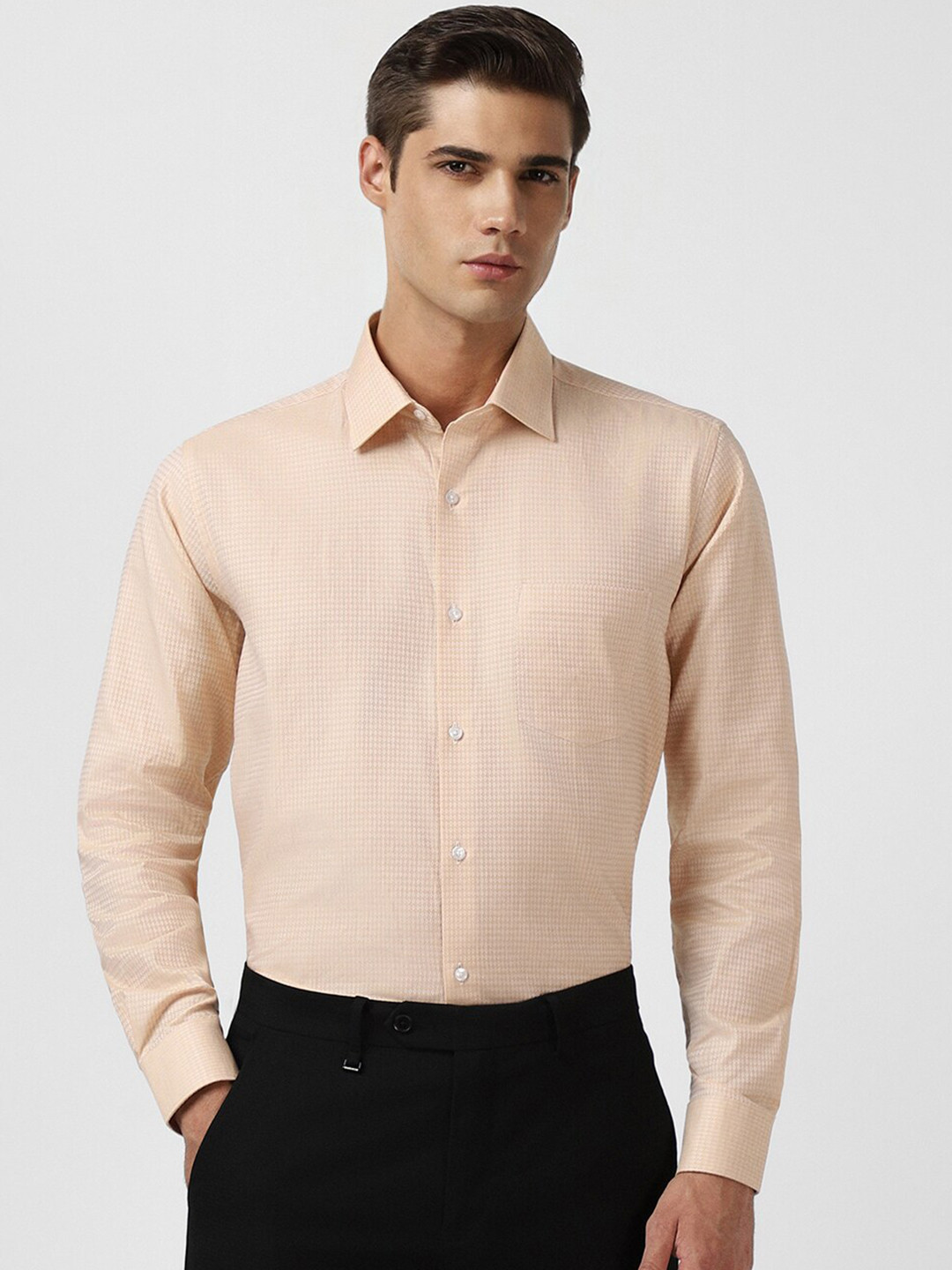 

Van Heusen Self Design Pure Cotton Formal Shirt, Beige