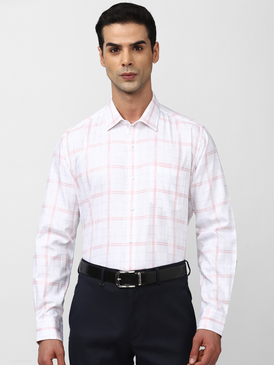 

Van Heusen Windowpane Checked Cotton Formal Shirt, White