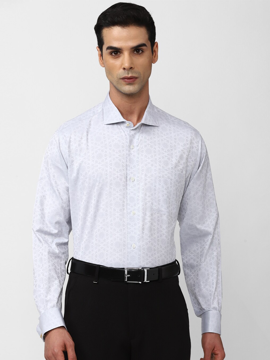 

Van Heusen Floral Printed Pure Cotton Formal Shirt, Grey
