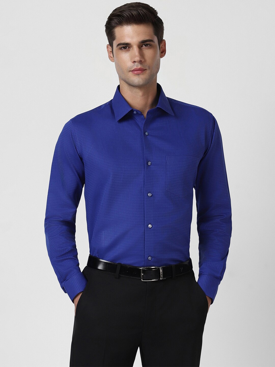 

Van Heusen Micro Ditsy Printed Pure Cotton Formal Shirt, Blue