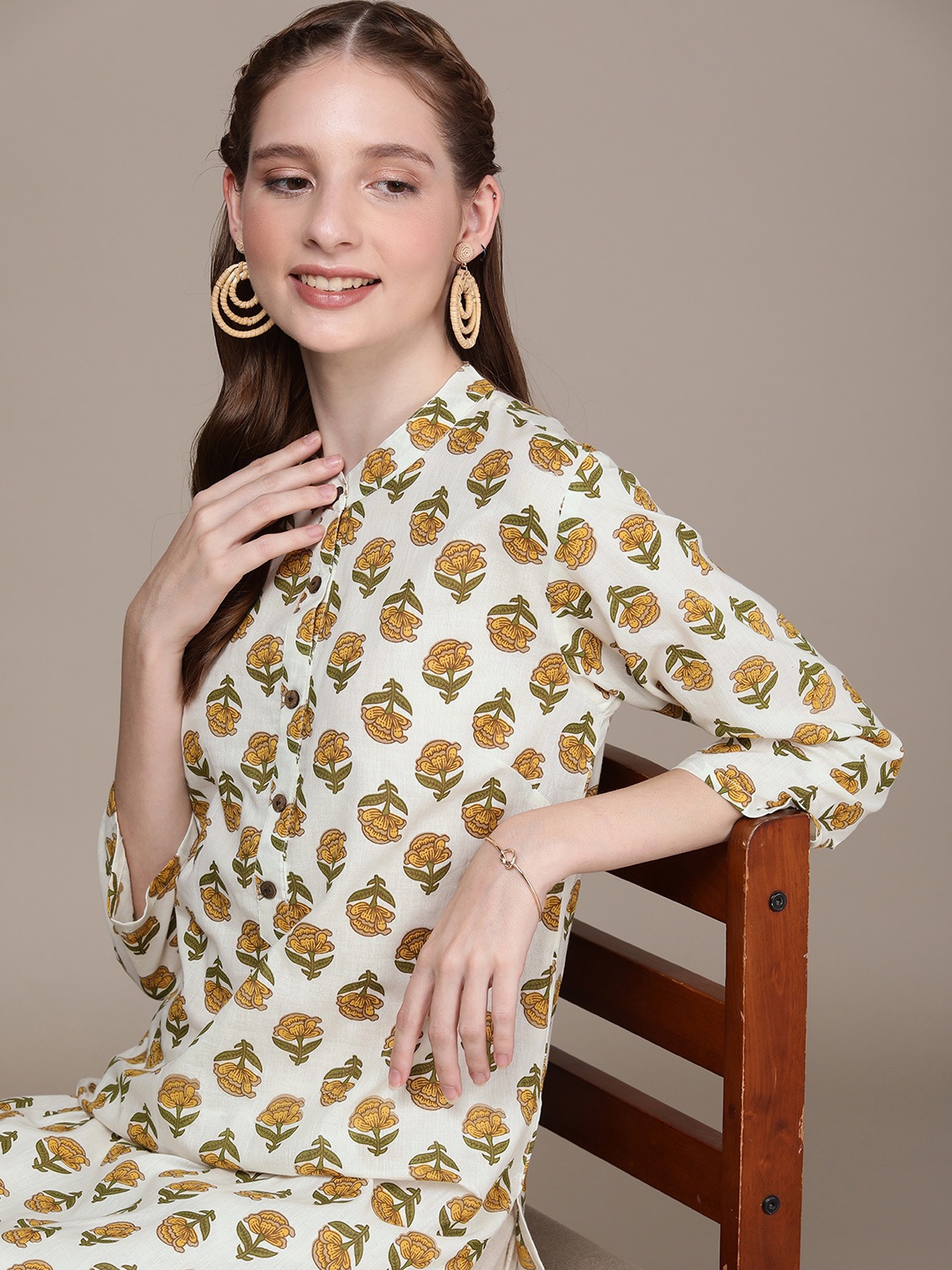 

Anouk Women Ethnic Motifs Printed Straight Kurta, White