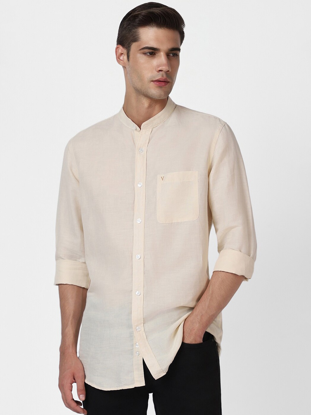 

Van Heusen Sport Slim Fit Casual Cotton Linen Shirt, Cream