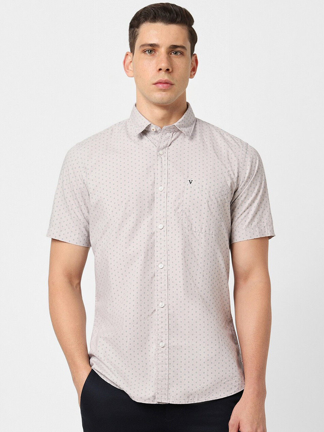 

Van Heusen Sport Slim Fit Micro Ditsy Printed Casual Pure Cotton Shirt, Grey