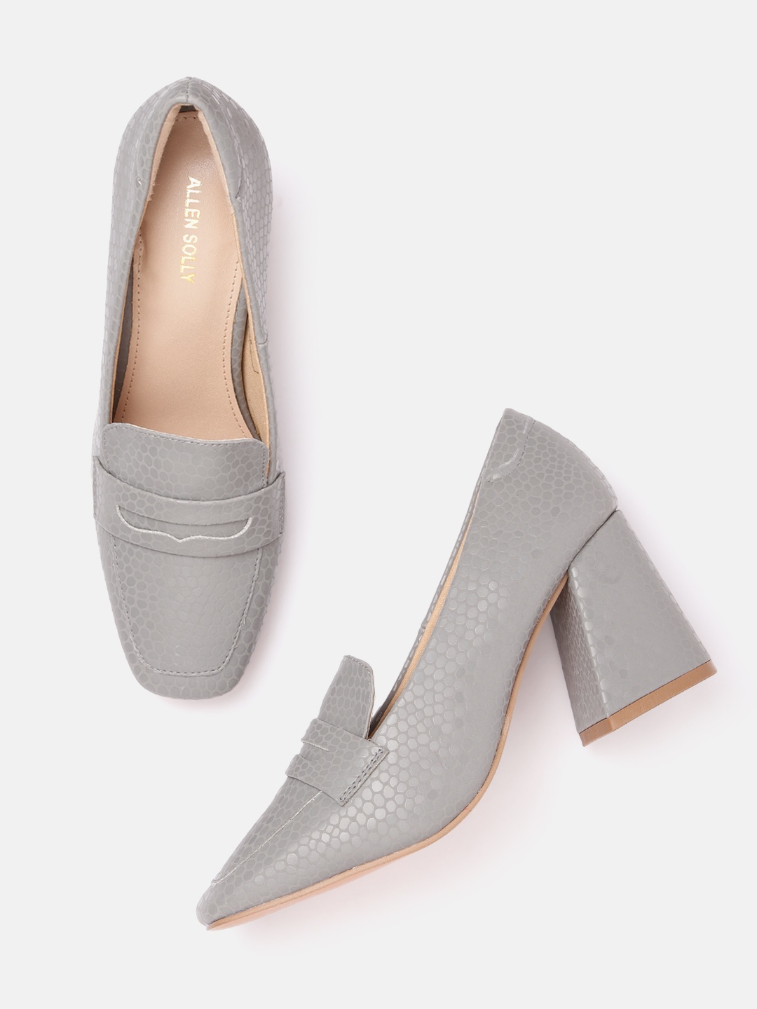 

Allen Solly Snake Skin Textured Block Pumps, Grey