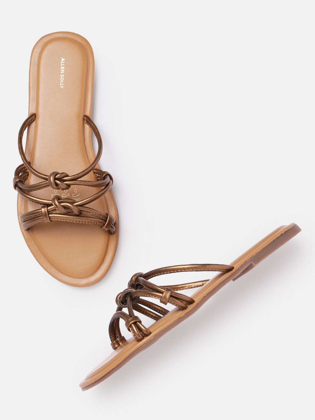 

Allen Solly Women Knot Detail Open Toe Flats, Bronze