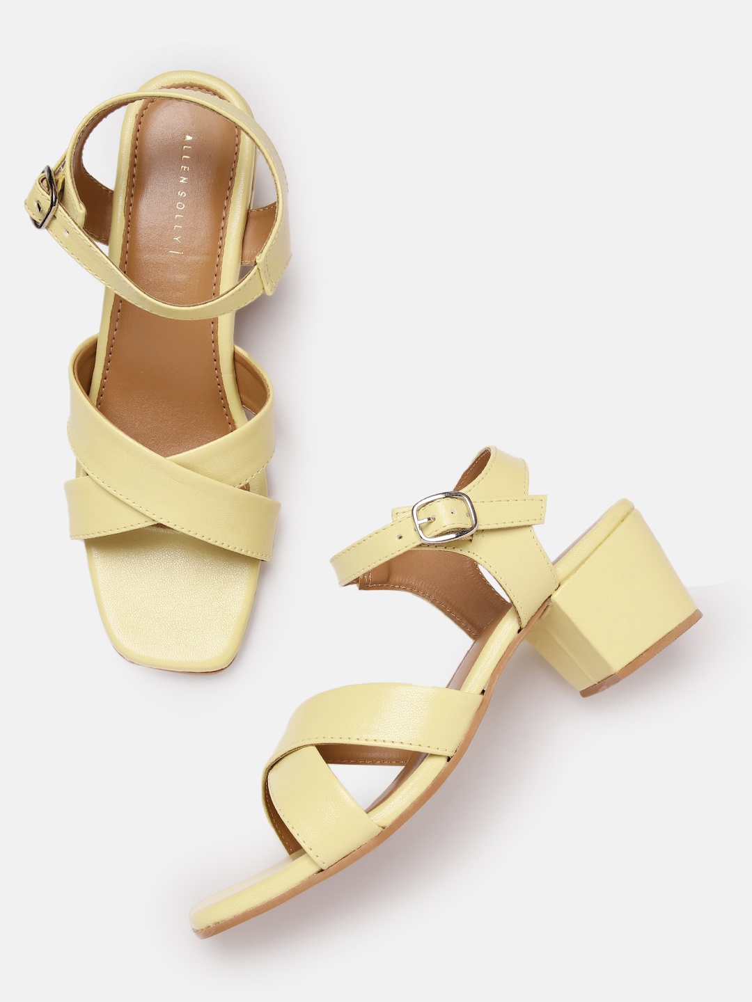 

Allen Solly Women Open-Toe Cross Straps Block Heels, Yellow