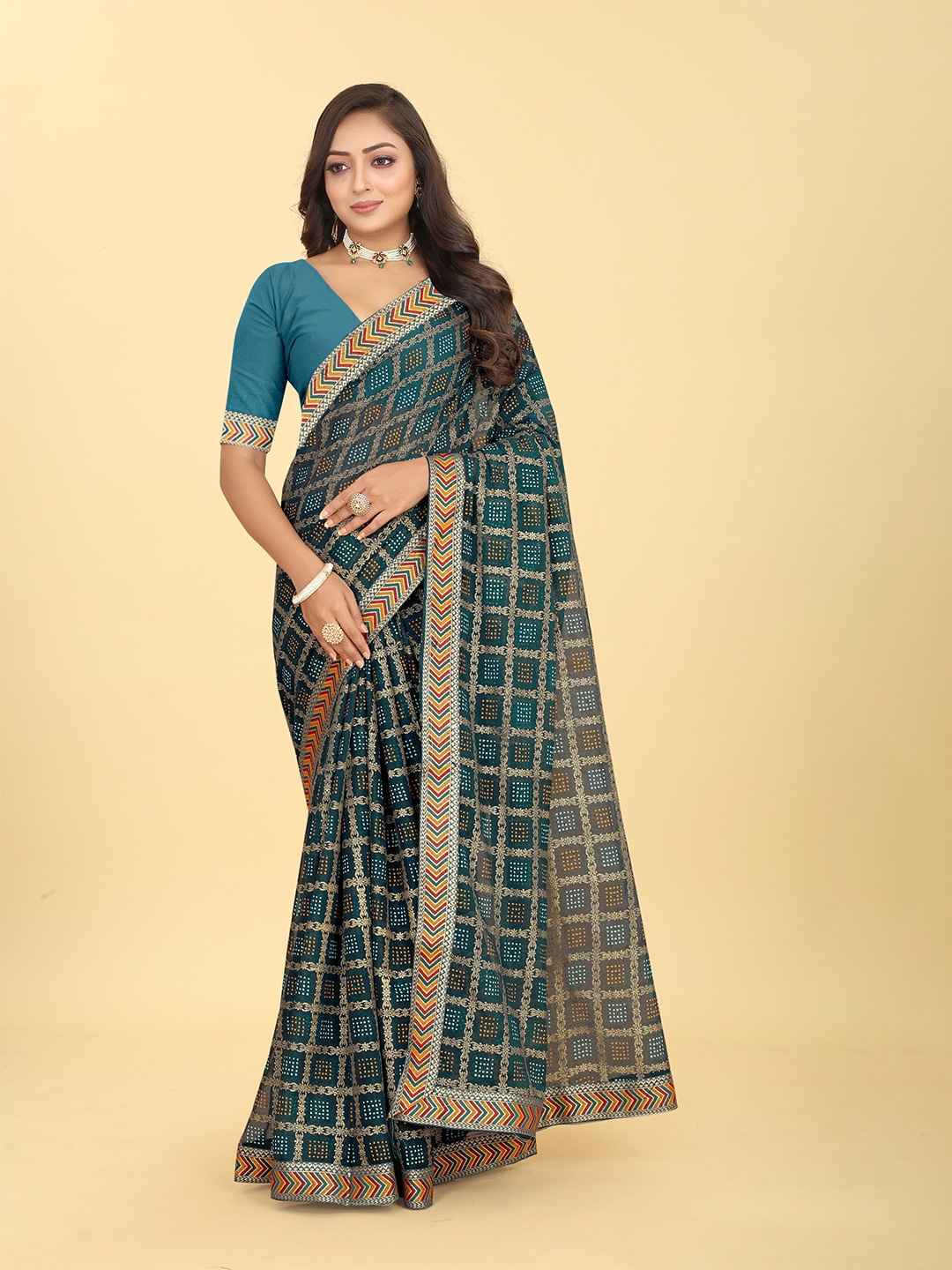 

BAESD Bandhani Printed Saree, Blue