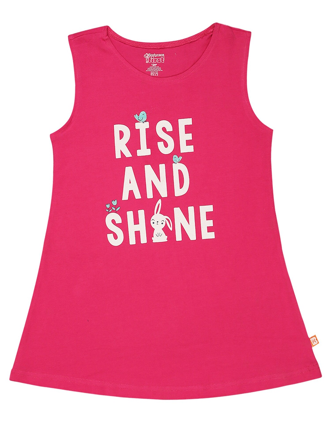 

Bodycare Girls Typography Printed Round Neck Cotton A-Line Dress, Pink