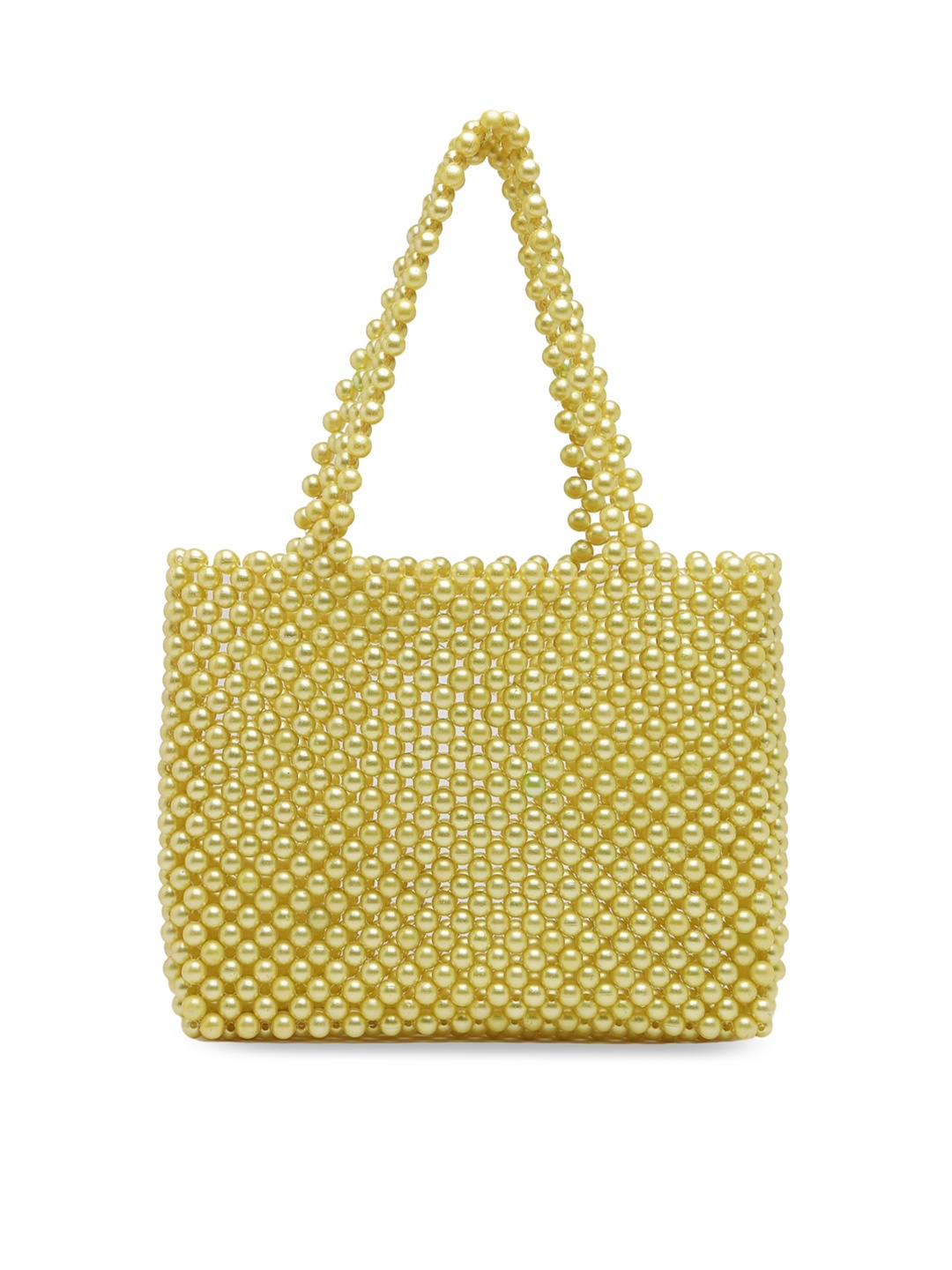 

AQUATAN Structured Pearls Beaded Handheld Bag, Lime green