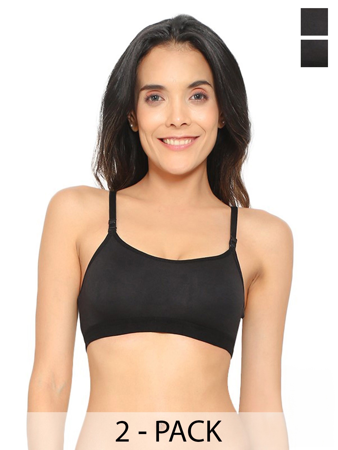 

Aimly Pack of 2 Medium Coverage Cotton Bra With All Day Comfort, Black