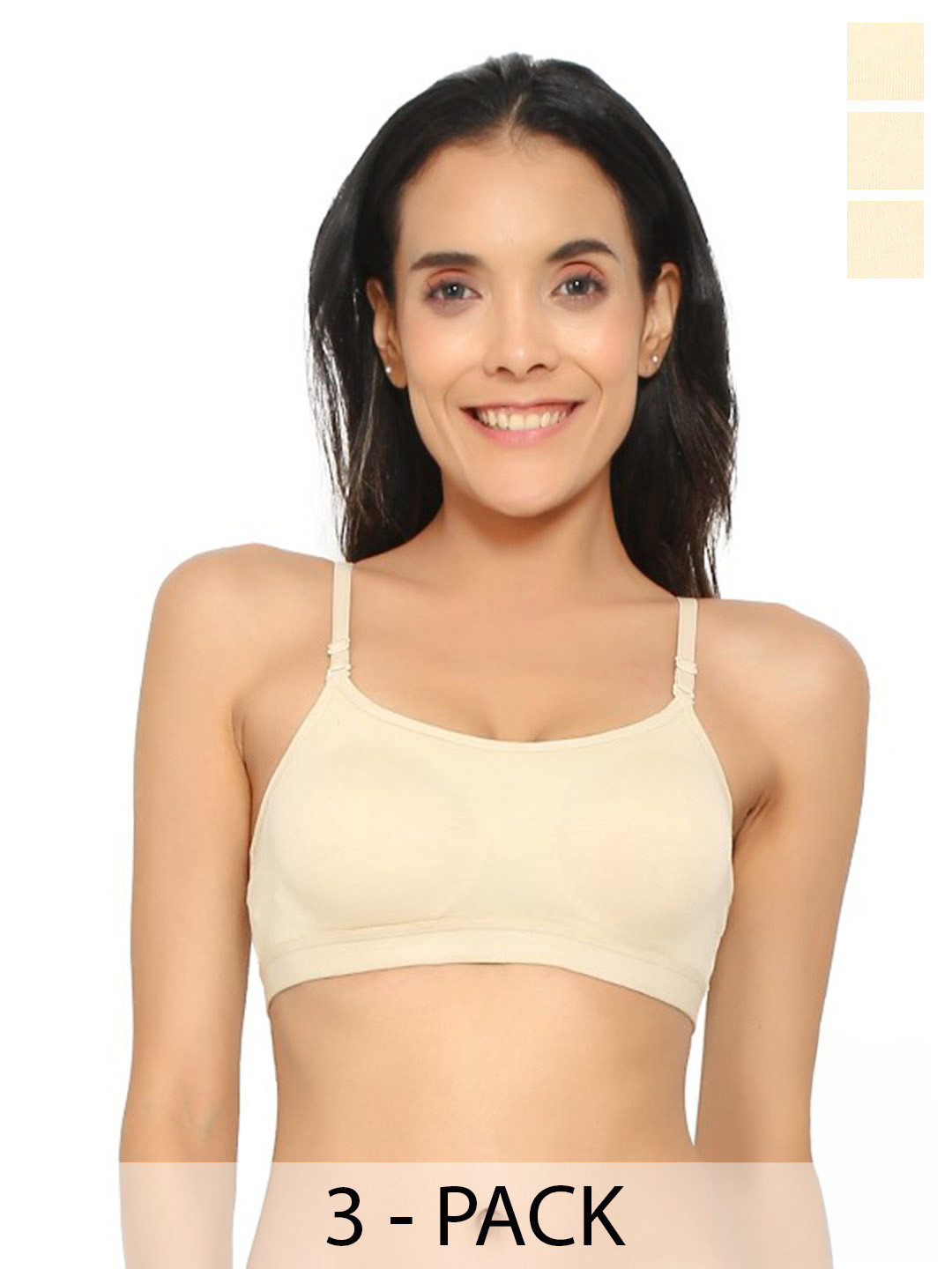 

Aimly Pack of 3 Non-Padded Non-Wired Seamless Cotton Workout Bra With All Day Comfort, Beige