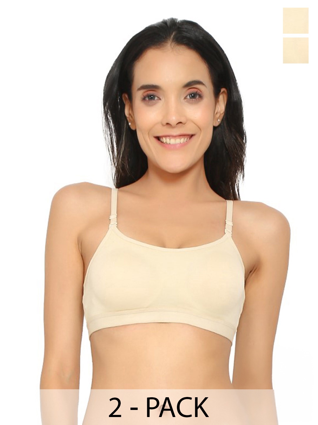 

Aimly Pack of 2 Non-Padded Non-Wired Cotton Workout Bra With All Day Comfort, Beige