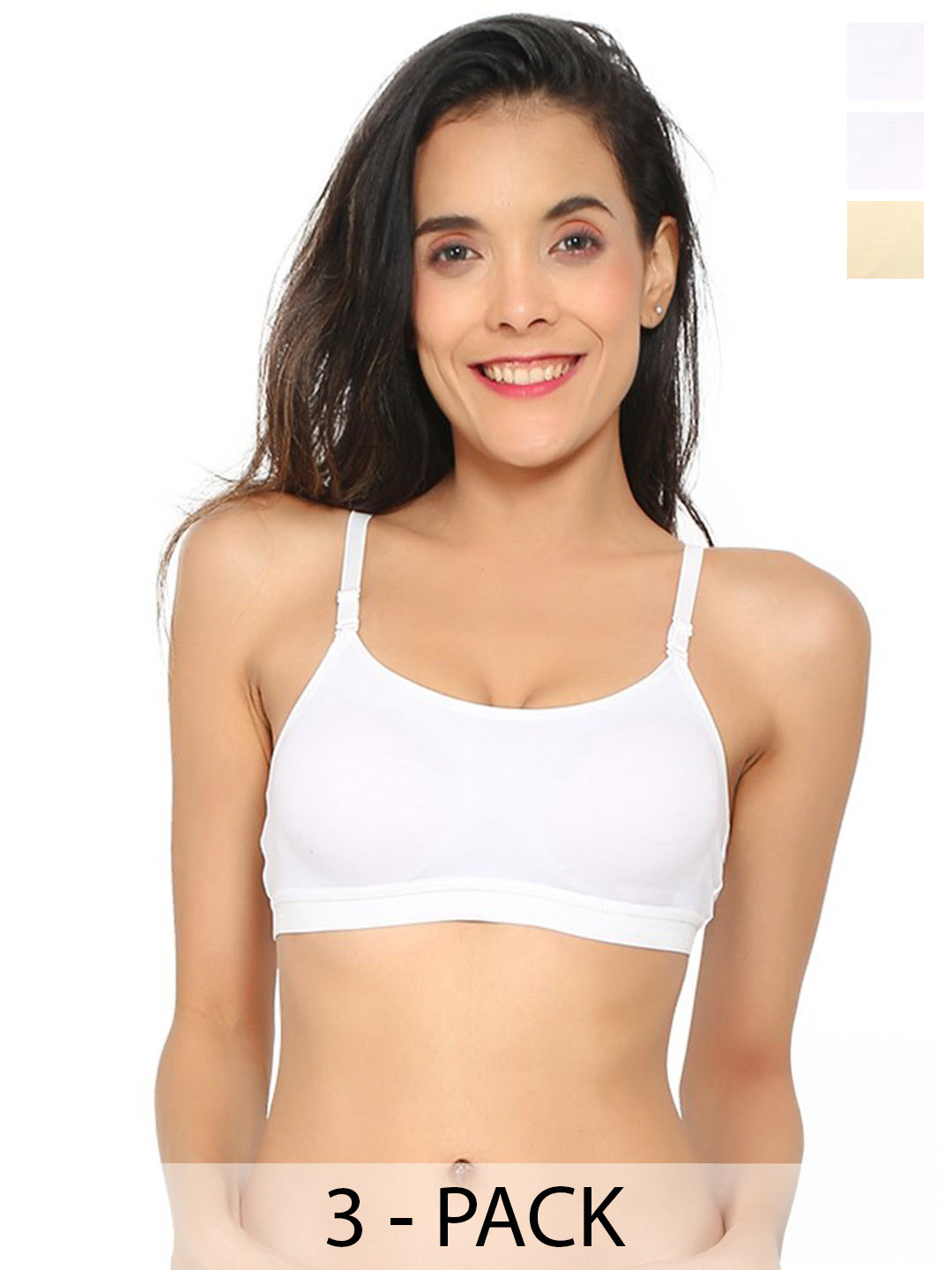 

Aimly Pack of 3 Medium Coverage Non-Padded Non-Wired Sports Bras With All Day Comfort, White