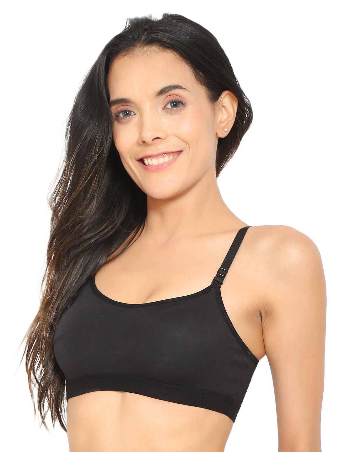 

Aimly Non-Padded Non-Wired Medium Coverage All Day Comfort Cotton Workout Bra, Black