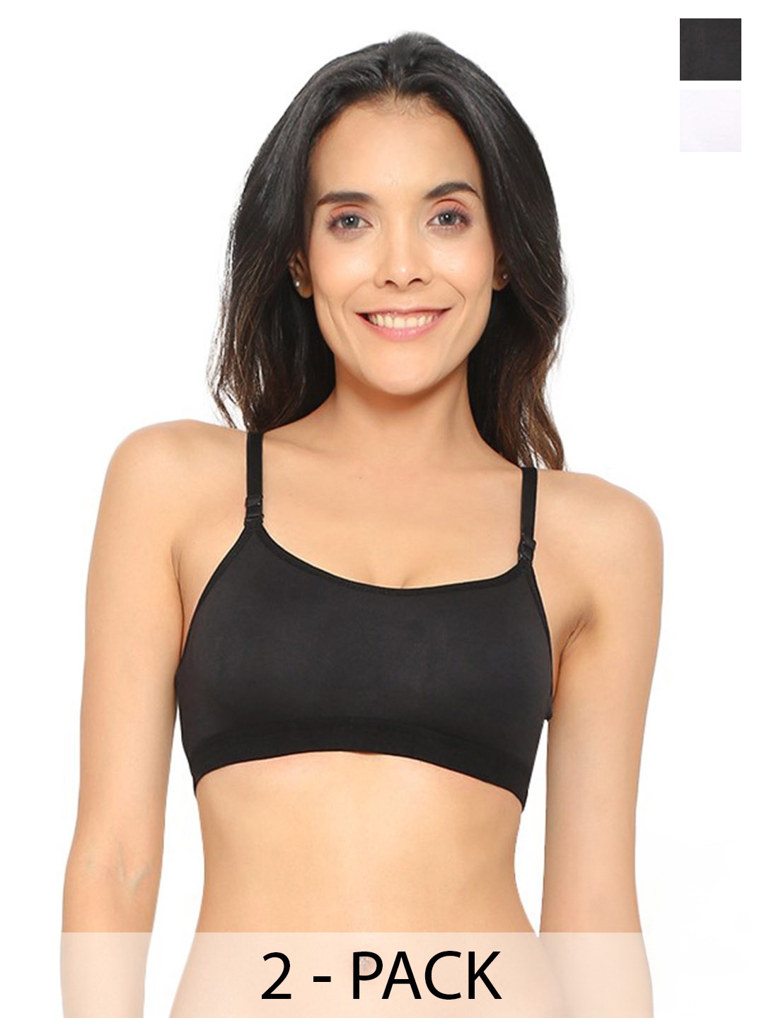 

Aimly Pack of 2 Non-Padded High Support Cotton Sports Bras With All Day Comfort, White