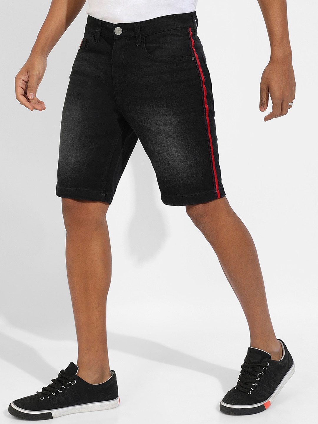 

Campus Sutra Men Cotton Denim Shorts, Black