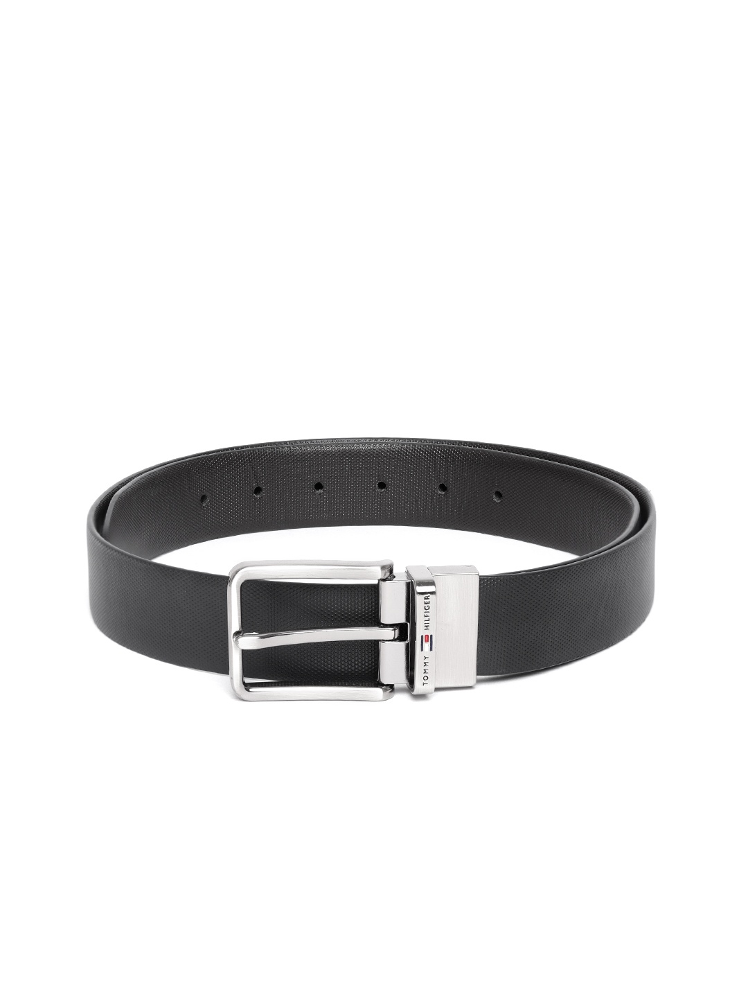 

Tommy Hilfiger Men Black & Coffee Brown Textured Reversible Leather Formal Belt