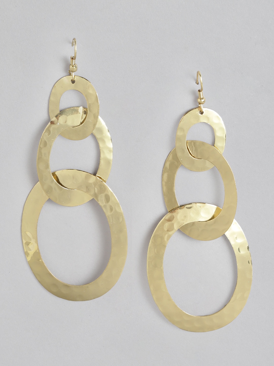 

RICHEERA Gold-Plated Oval Drop Earrings