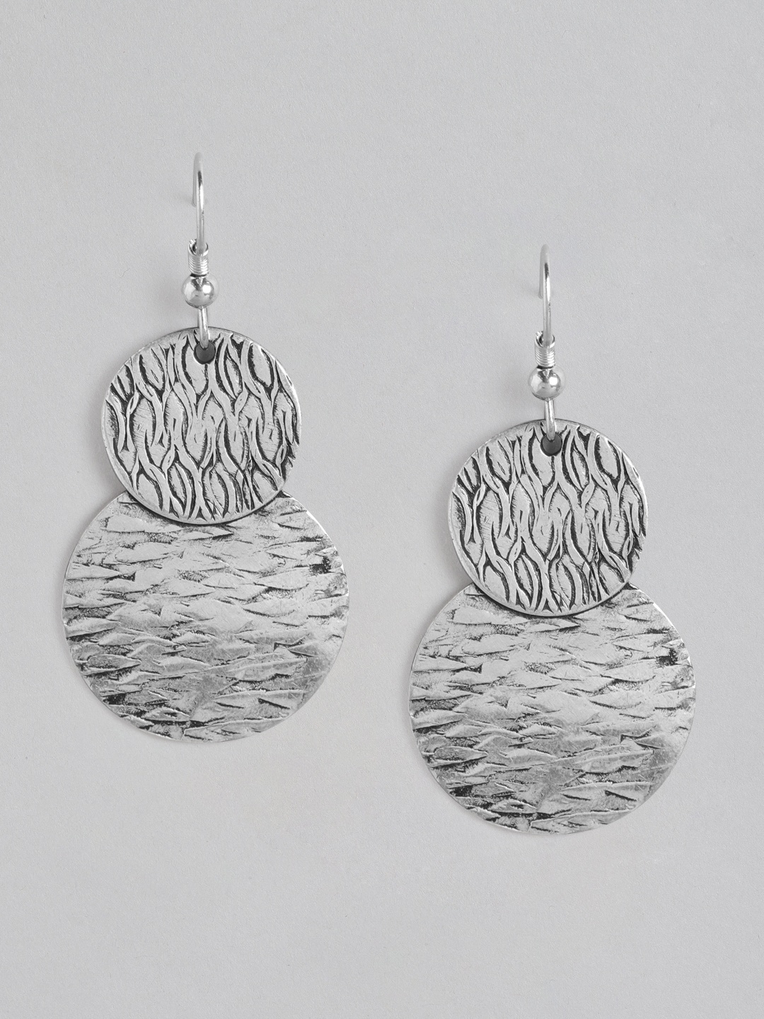 

RICHEERA Silver-Plated Circular Drop Earrings