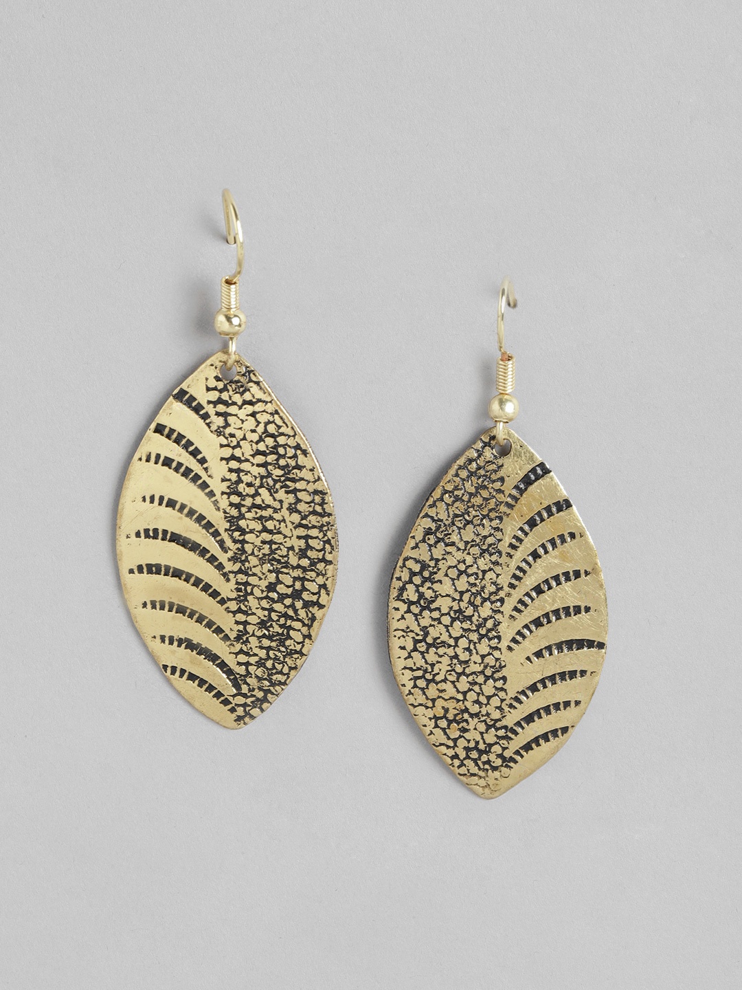 

RICHEERA Gold-Plated Leaf Shaped Drop Earrings