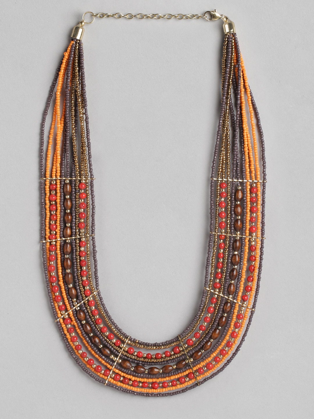 

RICHEERA Brass Beaded Gold-Plated Necklace, Multi